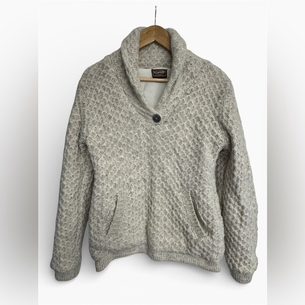 Cabin Core Wool Fleece-Lined Shawl Collar Sweater